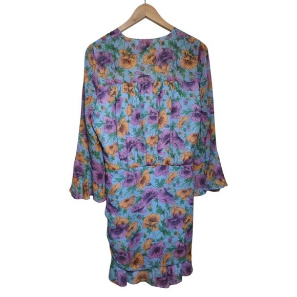 Veronica Beard Dress Sean Floral Printed Ruched Mini 100% Silk Size 4 - Picture 2 of 16